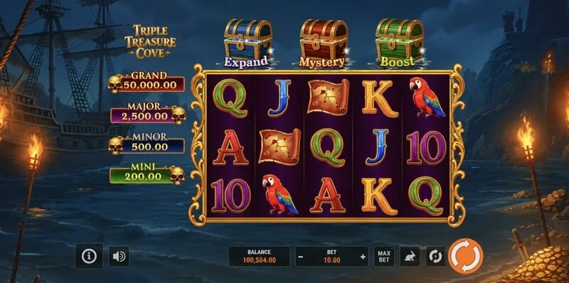 Triple Treasure Cove - Hold and Win bónuslotan með myntum